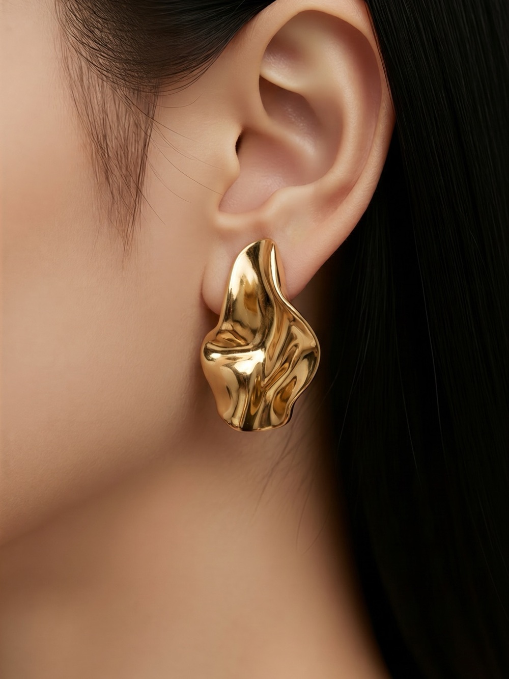 Gold Sculptural Statement Earrings - Women Jewelry